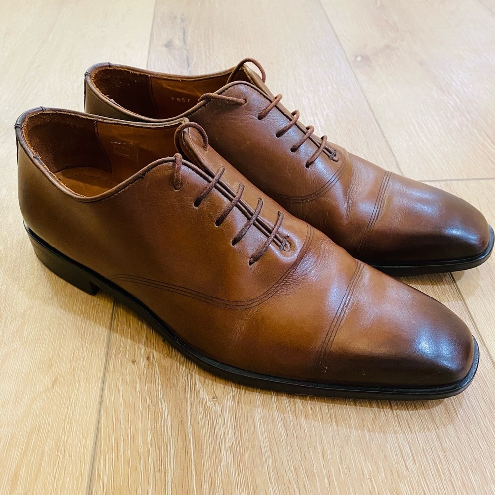 Massimo Matteo Firenze Dress Shoes Brown Leather Oxford Italy Office Work Size 9